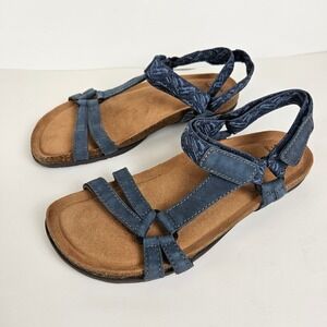 Earth Origins Sandals Moroccan Blue Leather Fabric Strap Women's Size 10M